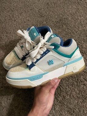 AMIRI Kids White Teal & Light Blue Low-Top Sneakers